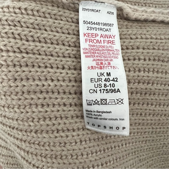 Topshop Ribbed Knit Pullover Sweater with Mock Neck Size US 8-10 - Picture 5 of 5